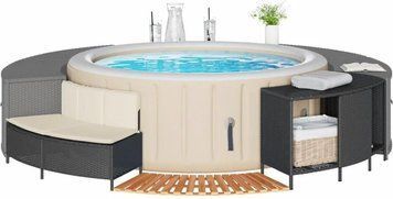 vidaXL Корпус для Basenu Spa Чорний Polirattan і Lite Drewno Akacjowe 365612 ID-CN-303273 фото