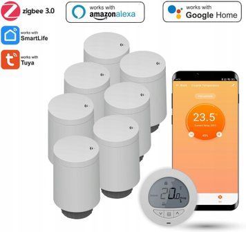 Automat-on Комплект термостатичний з siedmioma głowicami grzejnikowymi і termostatem Zigbee Tuya (5905359883173) ID-CN-260475 фото