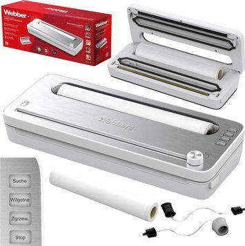 Webber Вакуумний пакувальник для Pakowania Продуктів Автоматична +Folia 120W Сріблясті ID-CN-25142 фото