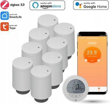 Automat-on Комплект Термостатичний з Ośmioma Głowicami Grzejnikowymi і Termostatem Zigbee Tuya Білий (AUT000318) ID-CN-260447 фото