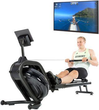 Skandika Wioślarz Stacjonarny, Wodny Nemo Iv Z Wyświetlaczem Lcd I Zbiornikiem 45&deg; Czarne ID-CN-317364 фото