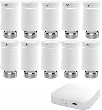 Tuya Комплект термостатичний Głowice Smart Zigbee Бездротовий 10x+ з Bramką Hub Біле (6925865661934) ID-CN-260504 фото